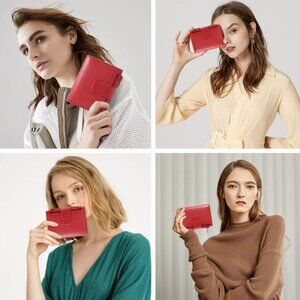 Small Wallet Women RFID Blocking Soft Leather Bifold Compact Card Holder Wallet